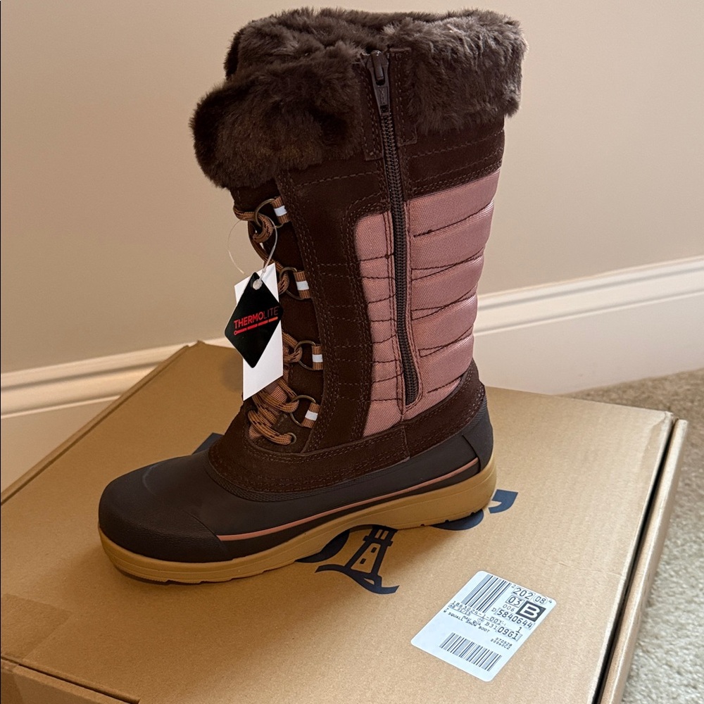 Lands' End Women's Lace Up Boots - Brown and Pink